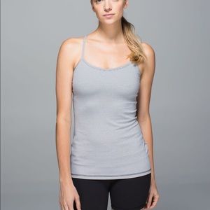 Lululemon Power Y Tank Size 4 Heathered Slate White Stripe